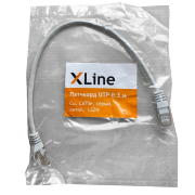 Патчкорд UTP 0.3 м Cu X-Line, CAT5е, серый, литой, LSZH - Патчкорд UTP 0.3 м Cu X-Line, CAT5е, серый, литой, LSZH