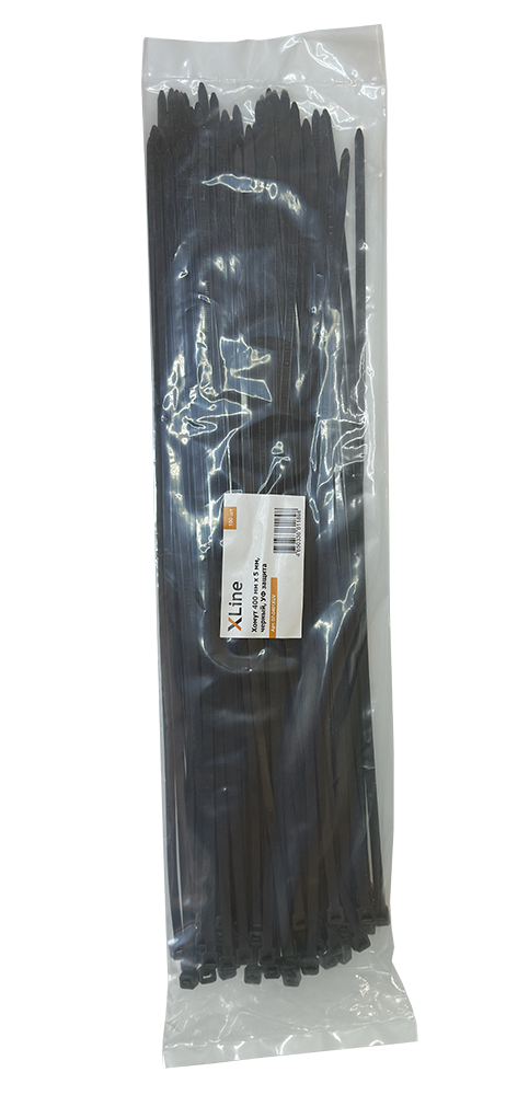 Хомут 400 мм x 5 мм X-Line, черный, УФ защита, 100 шт